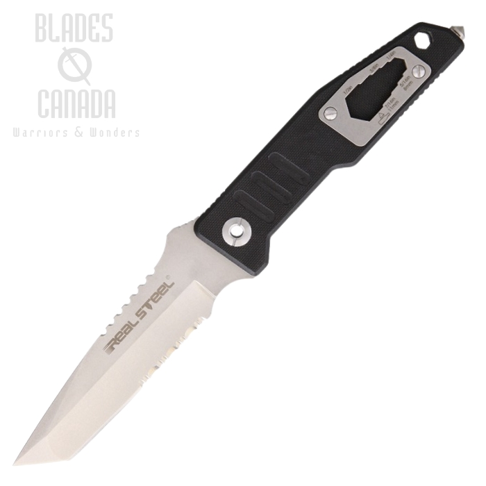 Real Steel T99T Fixed Blade Knife, D2 Tanto, G10 Black, Kydex Sheath, 3922